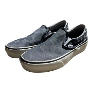 Vans Men’s 8 Gray Black Checkerboard Slip On Shoes Sneakers Women’s 9.5